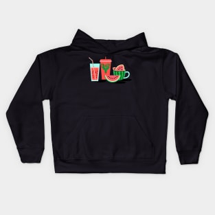 Cute Cups Of Iced Coffee Watermelon Tropical Summer Vacation Kids Hoodie